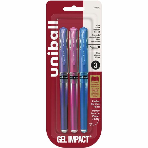 uniball Signo Gel Impact Pens - uniball™ Signo Gel Impact Pens, Bold Point (1.0mm), Assorted Metallic, 3 Pack