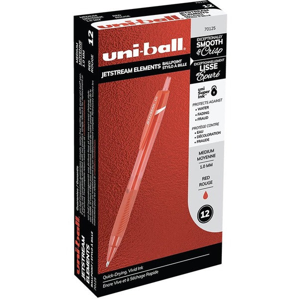 uniball™ Jetstream Elements Retractable Ball Point Pens Medium Point Red 12/box - 1 mm (0.04") Medium Pen Point - Retractable - Red Ink - Oil Based - 12 / Box