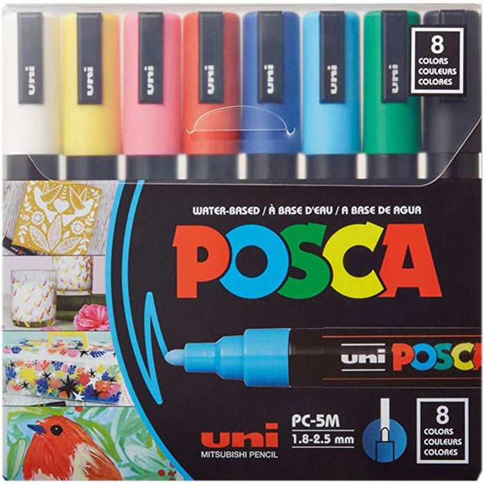 uni&reg; Posca PC-5M Paint Markers - Assorted Ink - Water Based, Pigment-based - 8 / Pack