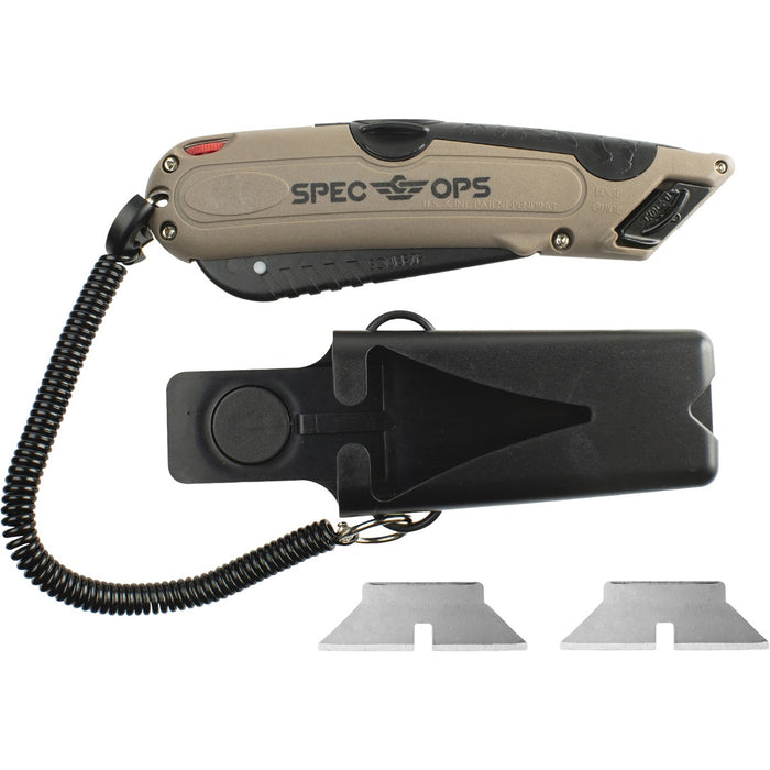 Spec Ops Auto Retractable Safety Knife Olive Green - Folding Knife - Olive Green - Cutting