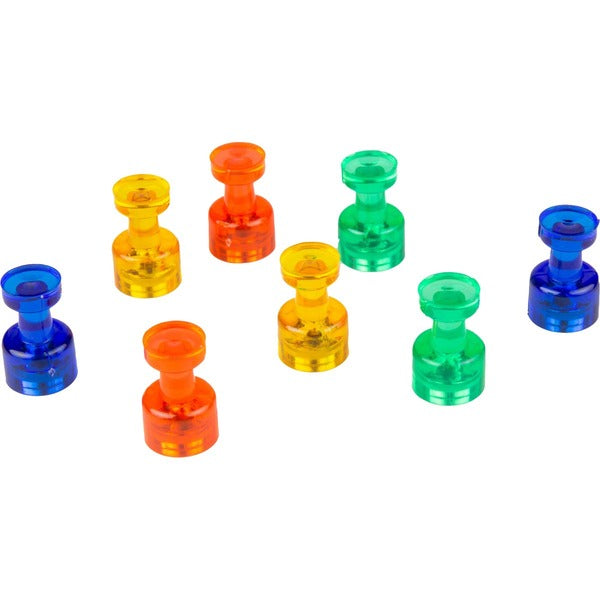 VLB FileMode Magnetic Push Pins Assorted Colours 8/pkg - for Filing Cabinet, Refrigerator, Locker - Magnetic - Assorted - 8 / Pack