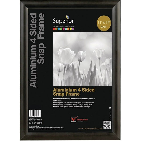 Merangue Seco Snap Frame Sign Holder 11" x 17" Black - 17" (431.80 mm) Width x 11" (279.40 mm) Height - Rectangular Shape - Black