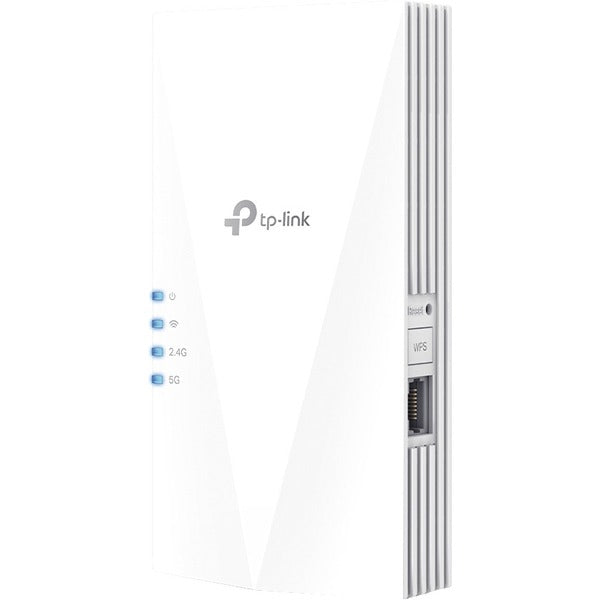 TP-Link RE600X Dual Band 802.11ax 1.80 Gbit/s Wireless Range Extender - 2.40 GHz, 5 GHz - 2 x Internal Antenna(s) - Internal - MIMO Technology - 1 x Network (RJ-45) - Gigabit Ethernet - 10.80 W - Plug-in