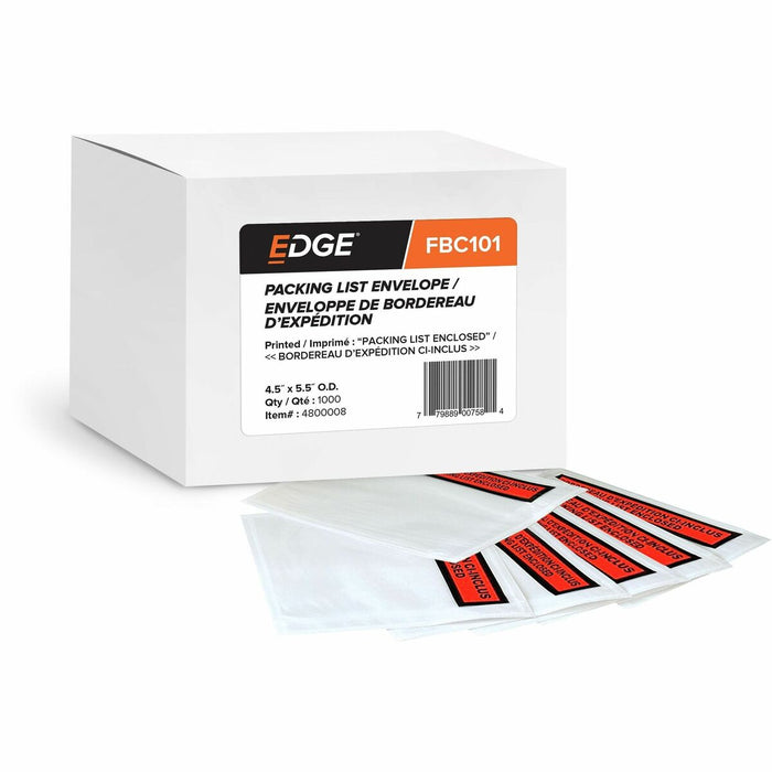 Spicers Printed Packing List Envelopes - Document/Shipping - 4 1/2" (114.30 mm) Width x 5 1/2" (139.70 mm) Length - Clear - Poly - 1000 / Case