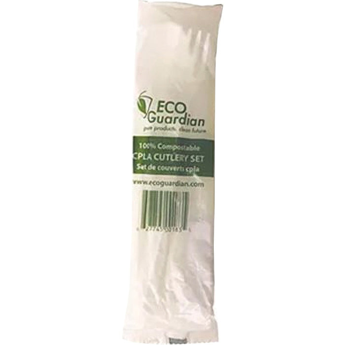 Eco Guardian Cutlery Set, Knife, Fork and Spoon, White, 250/cse - Cutlery Set - 1 x Spoon - 1 x Fork - 1 x Knife - White - 250 / Case