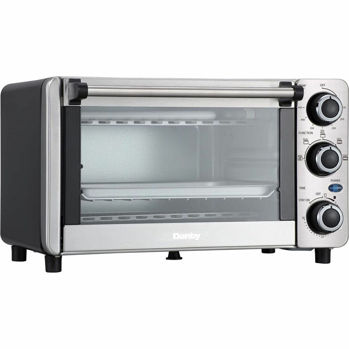 Danby 0.4 cu. ft./12L 4 Slice Countertop Toaster Oven in Stainless Steel - 11.33 L Capacity - 1100 W - Pizza, Toast, Bake, Broil, Keep Warm, Cooking, Bagel - Stainless Steel