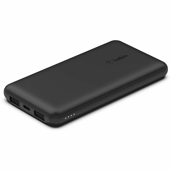 Belkin 15W USB-C 3-Port Power Bank - 10k mAh - 1xUSB-C (15W), 2xUSB-A (10W) - Portable Charger - w/ USB-C Cable - Black - For iPhone, iPad, AirPod, Smartwatch, Smartphone - Lithium Ion (Li-Ion) - 10000 mAh - 3 x USB - Black