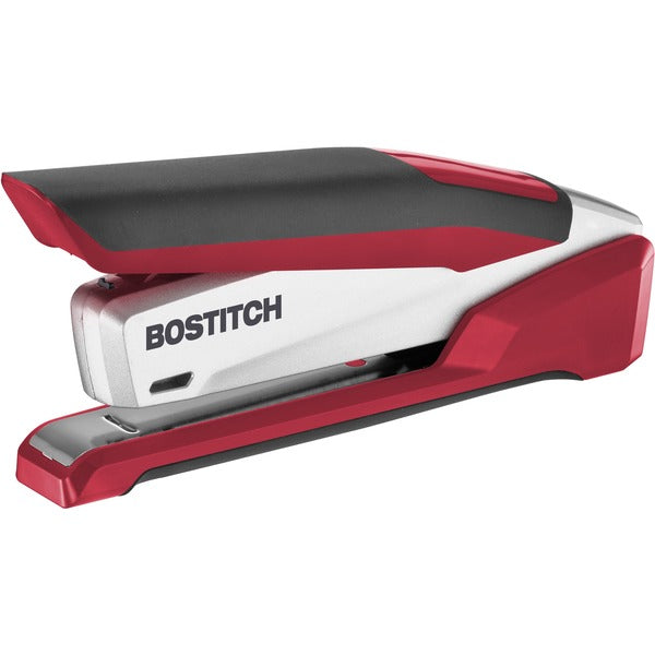 Bostitch InPower Premium Spring-Powered Desktop Stapler - Staples Upto 28 Sheet - Holds Upto 210 Staple - Full Strip - Staple Size: 1/4" (6.35 mm) - Red, Silver - 1 Each
