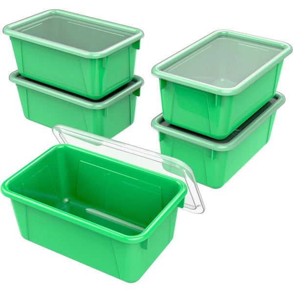 Storex Storage Bin - Cover - Green - 1 Each