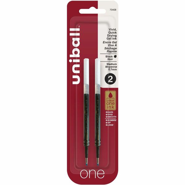 uniball one Retractable Gel Pen Refills - uniball™ one Retractable Gel Pen Refills, Medium Point (0.7mm), Black, 2 Pack