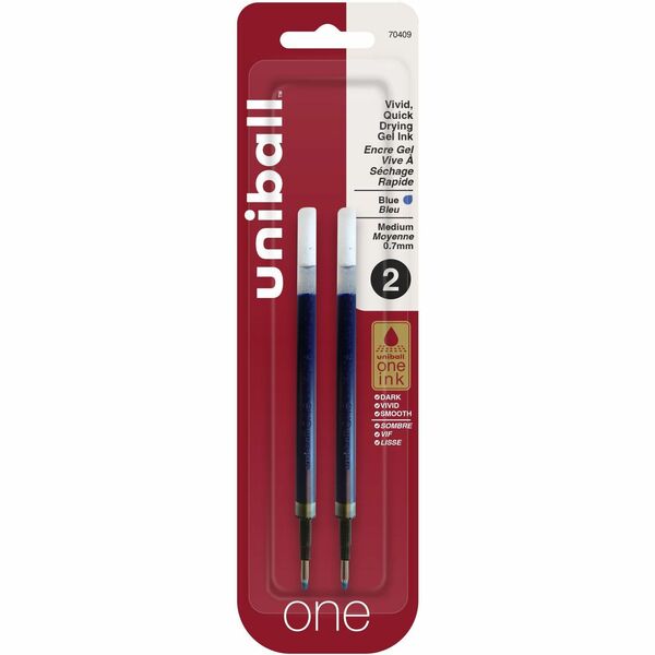 uniball one Retractable Gel Pen Refills - uniball&trade; one Retractable Gel Pen Refills, Medium Point (0.7mm), Blue, 2 Pack