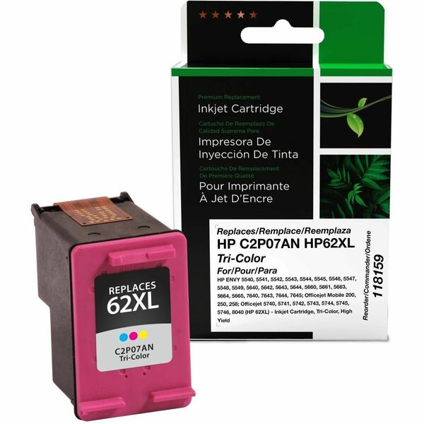 CIG Remanufactured High Yield Inkjet Ink Cartridge 62XL (C2P07AN) - Tri-color Each - 415 Pages