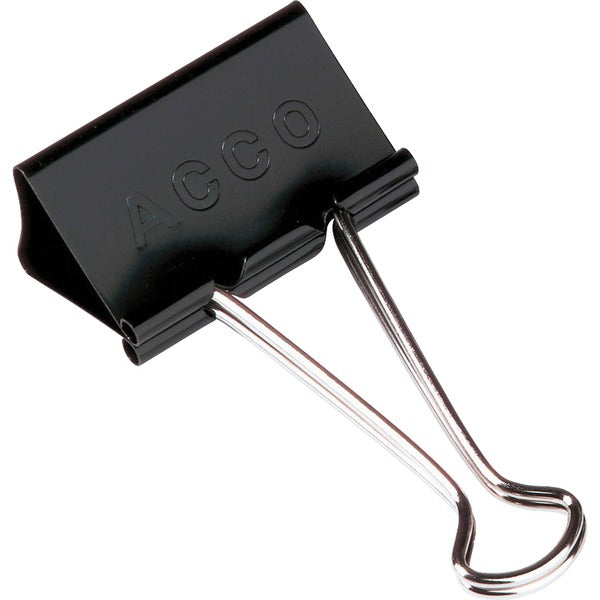 ACCO Mini Foldback Binder Clips 1/2" wide (1/4" capacity) - Mini - 0.50" (12.70 mm) Width - 0.3" (6.35 mm) Size Capacity - Black, Silver - 12 / Box