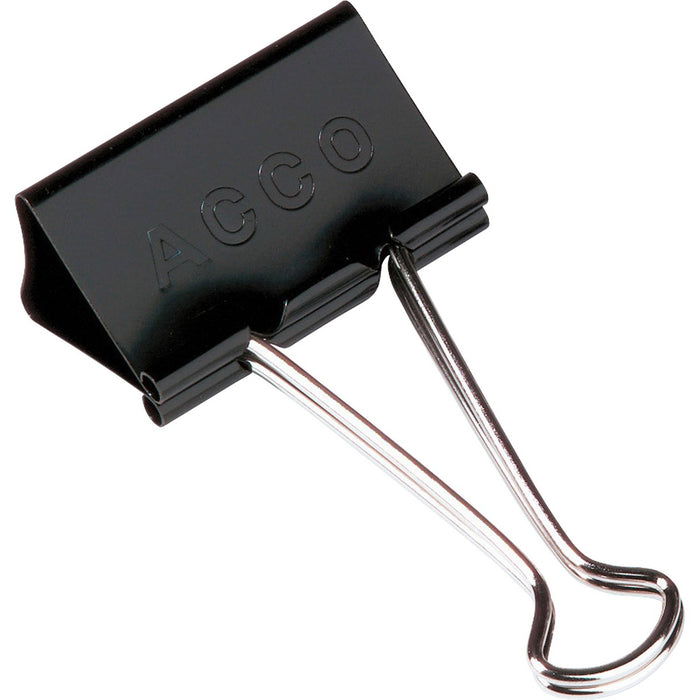 ACCO Mini Foldback Binder Clips 1/2" wide (1/4" capacity) - Mini - 0.50" (12.70 mm) Width - 0.3" (6.35 mm) Size Capacity - Black, Silver - 12 / Box