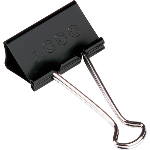 ACCO Large Foldback Binder Clips 2" wide (1 1/16" capacity) - Large - 2" (50.80 mm) Width - 1.1" Size Capacity - Reusable - 12 / Box - Black