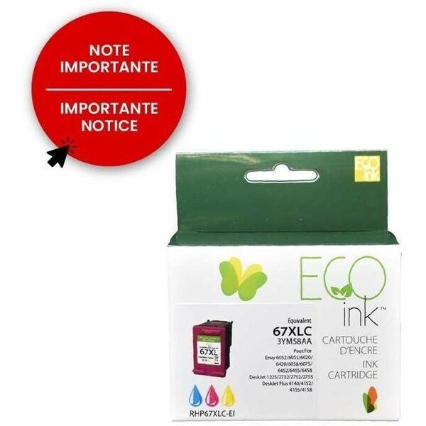 Eco Ink 3YM58AN Remanufactured Inkjet Ink Cartridge 67XL (3YM58AN) - Color - 1 Each - 200