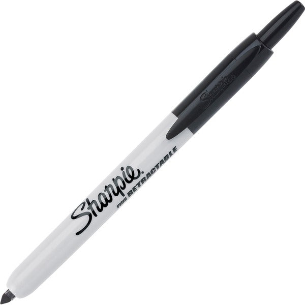 Sharpie Retractable Permanent Marker - Fine Marker Point - Retractable - Black Ink - 1 Each