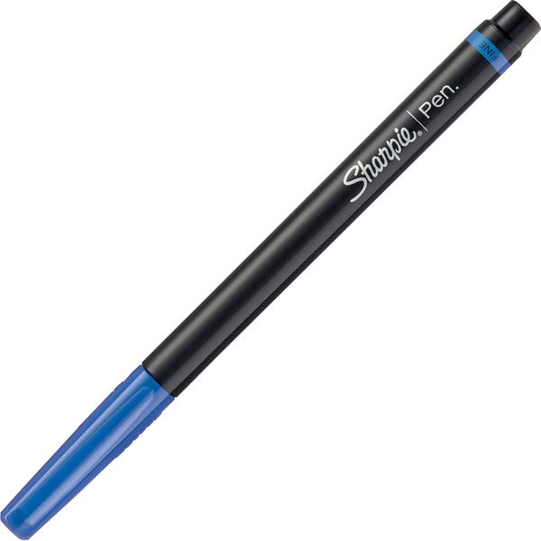 Sharpie Fine Point Pen - Fine Pen Point - Blue Ink - Silver Barrel - 1 Each