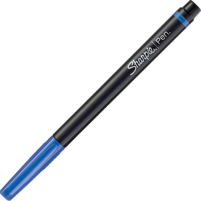 Sharpie Fine Point Pen - Blue Ink - Silver Barrel - 1 Each