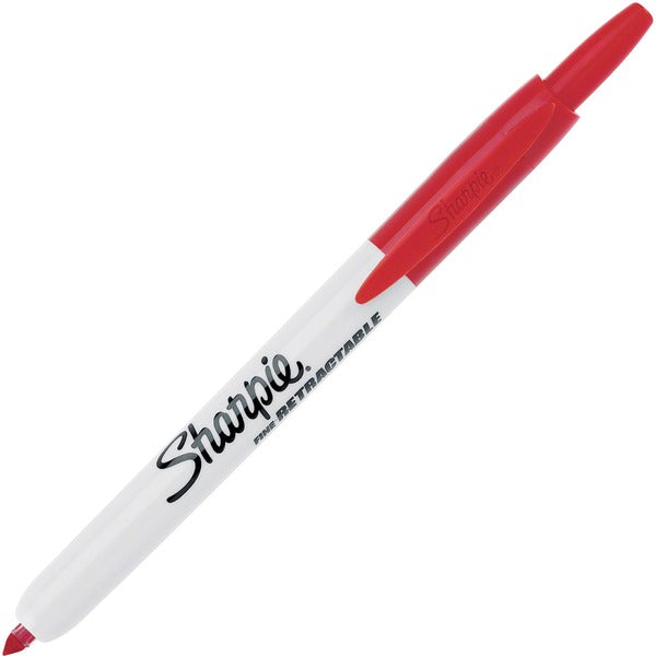 Sharpie Retractable Fine Point Permanent Marker - Fine Marker Point - Retractable - Red Ink - 1 Each