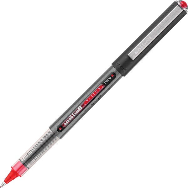 uniball&trade; Vision Rollerball Pens - Micro Pen Point - 0.5 mm Pen Point Size - Red - 1 Each