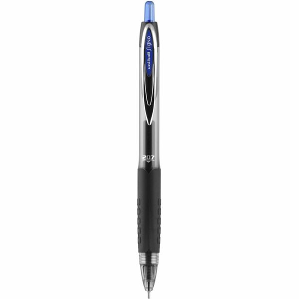 uniball&trade; 207 Retractable Gel Needle Point - 0.7 mm (0.03") Medium Needle Pen Point - Retractable - Blue Ink - Blue Barrel - 1 Each