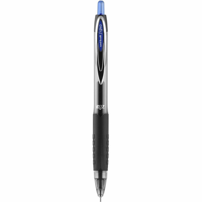 uniball™ 207 Retractable Gel Needle Point - Retractable - Blue Ink - Blue Barrel - 1 Each