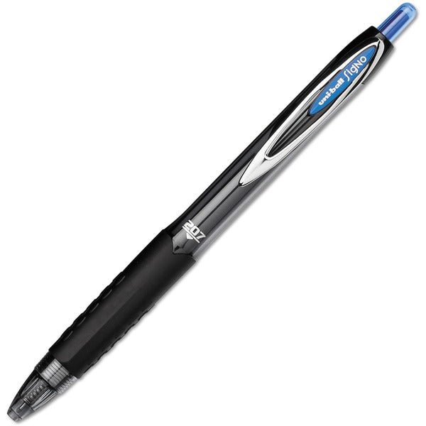 uniball&trade; 207 Retractable Gel Needle Point - Medium Pen Point - 0.7 mm Pen Point Size - Needle Pen Point Style - Retractable - Blue - Blue Barrel - 1 Each