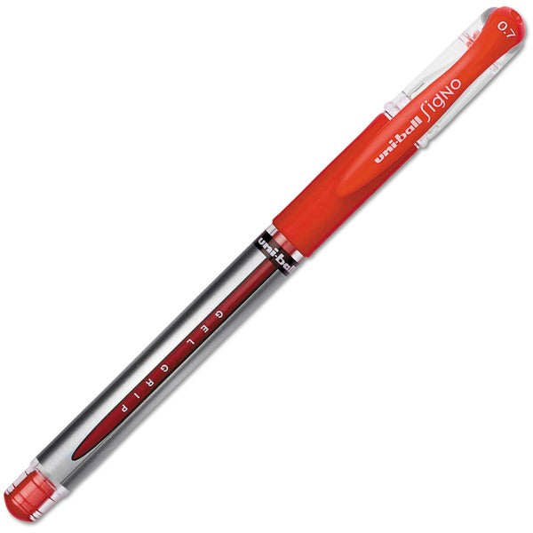 uniball&trade; Gel Grip Pens - Medium Pen Point - 0.7 mm Pen Point Size - Red Gel-based Ink - 1 Each