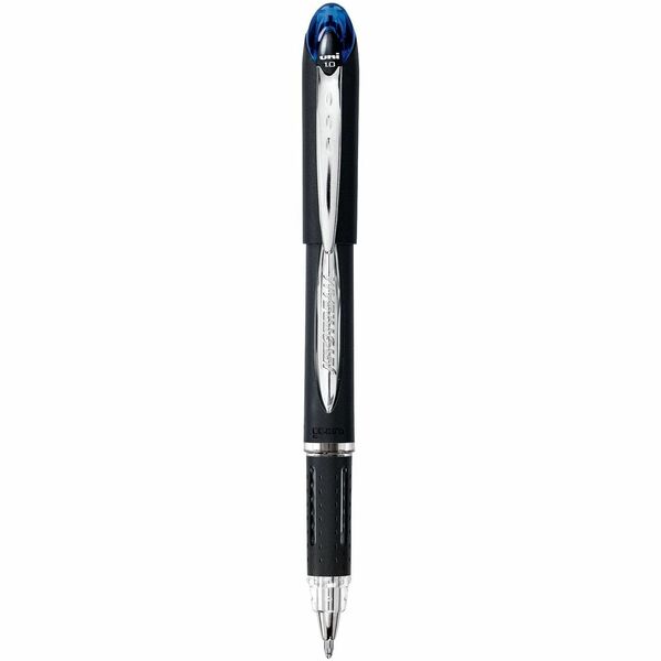 uniball&trade; Jetstream Ballpoint Pens - 1 mm (0.04") Medium Pen Point - Blue Ink - Pigment-based - Black Stainless Steel Barrel - 1 Each