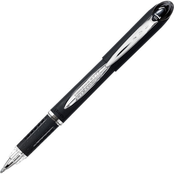 uniball&trade; Jetstream Ballpoint Pens - 1 mm (0.04") Medium Pen Point - Black Ink - Pigment-based - Black Stainless Steel Barrel - 1 Each