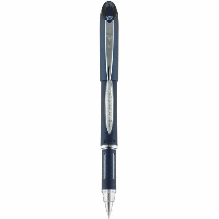 uniball™ Jetstream Ballpoint Pen - Black Ink - Pigment-based - Blue Stainless Steel Barrel - 1 Each