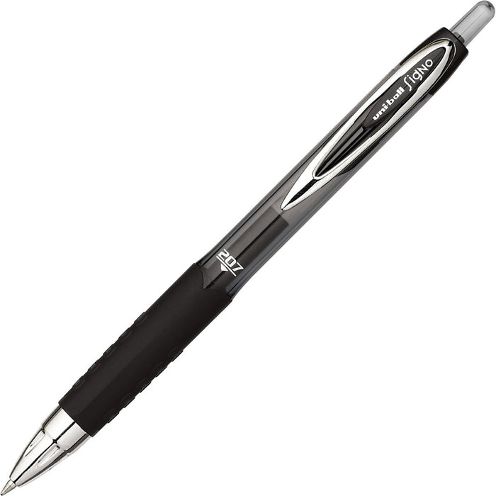 uniball™ 207 Retractable Gel - Refillable - Retractable - Black Ink - Pigment-based - Translucent Barrel - 1 Each