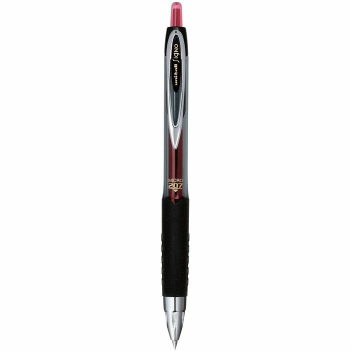 uniball™ Signo 207 Gel Micro Pen - Refillable - Retractable - Red Ink - Gel-based - Translucent Barrel - 1 Box