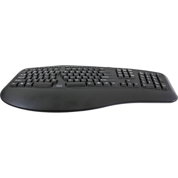 Adesso Ergonomic Wired Keyboard - Cable Connectivity - Full-size - USB Interface - 105 Key(s) - 13 Hot Key(s) - Multimedia, Internet, Volume Down, Volume Up, Mute, Play/Pause, Previous Track, Next Track, Media Player, Home Hot Key(s) - English (US) - PC -