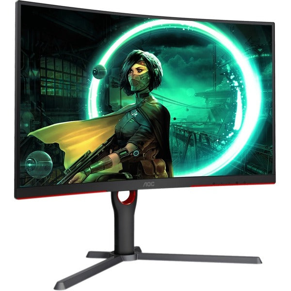AOC CQ27G3S 27" Class WQHD Curved Screen Gaming LCD Monitor - 16:9 - Black, Red - 27" Viewable - Vertical Alignment (VA) - LED Backlight - 2560 x 1440 - 16.7 Million Colors - FreeSync Premium - 300 cd/m² - 1 ms - HDMI - DisplayPort