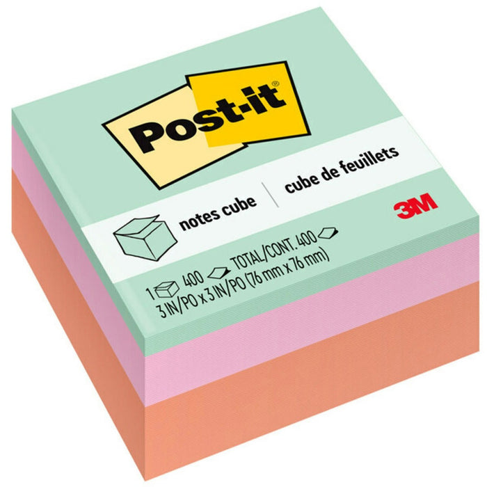 Post-it&reg; Super Sticky Notes Cubes - 3" (76.20 mm) Flag/Note Width x 3" (76.20 mm) Flag/Note Length - Square - 400 Sheets per Pad - Multicolor - Sticky, Adhesive - 1 Each