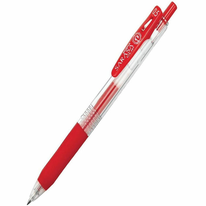 Zebra Pen Sarasa Clip Gel Retractable 0.5mm Red Dozen - Retractable - Red Ink - Water Based - Red, Translucent Barrel - 1 Each