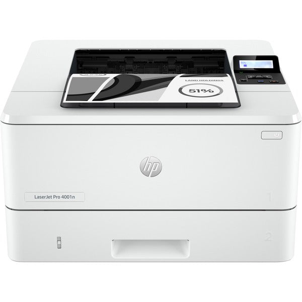 HP LaserJet Pro 4001 4001n Desktop Laser Printer - Monochrome - 63 ppm Mono - 4800 x 600 dpi Print - Manual Duplex Print - 350 Sheets Input - Ethernet - HP Smart App, Apple AirPrint, Mopria - 80000 Pages Duty Cycle - Plain Paper Print - Gigabit Ethernet -