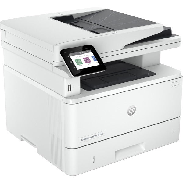 HP LaserJet Pro 4101fdw Wired & Wireless Laser Multifunction Printer - Monochrome - Copier/Fax/Printer/Scanner - 42 ppm Mono Print - 4800 x 600 dpi Print - Automatic Duplex Print - Up to 80000 Pages Monthly - Color Flatbed Scanner - 1200 dpi Optical Scan