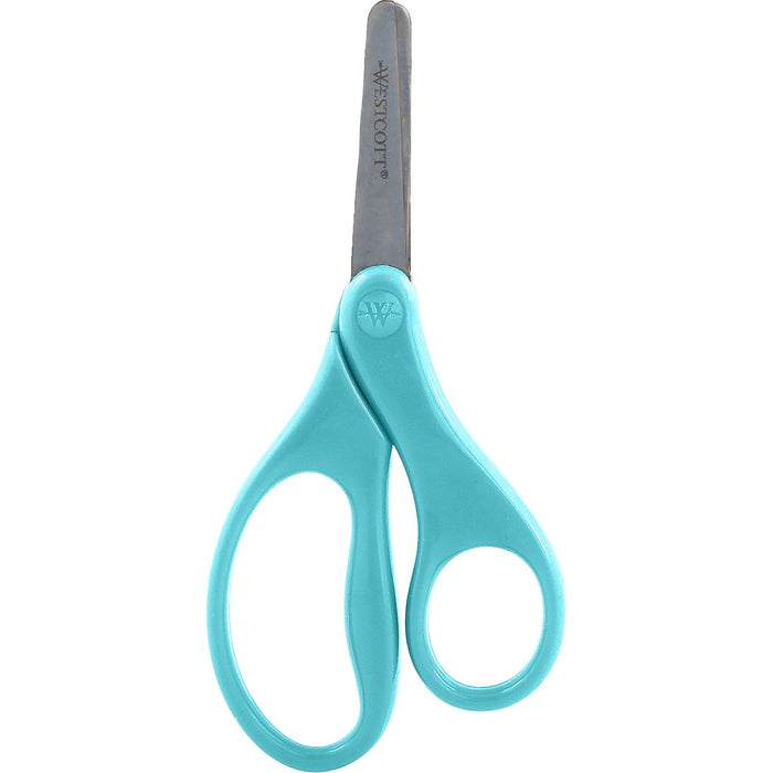Westcott Antimicrobial Hard Handle Scissors 5" Blue - 5" (127 mm) Cutting Length - Stainless Steel - Blunted Tip - Blue - 1 Each