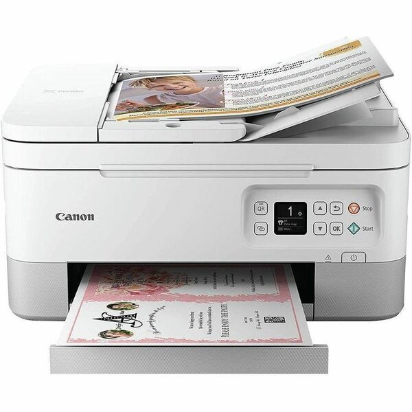 Canon PIXMA TR7020a Wireless Inkjet Multifunction Printer - Monochrome - White - Copier/Printer/Scanner - Flatbed Scanner - 1200 x 2400 dpi Optical Scan - Wireless LAN - USB - For Plain Paper Print