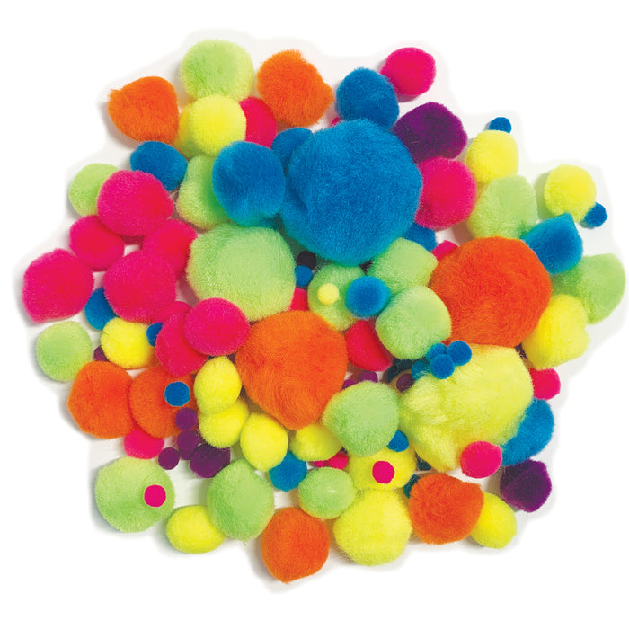 DBLG Import Neon Pom Poms - Assorted Neon - 100 / Pack