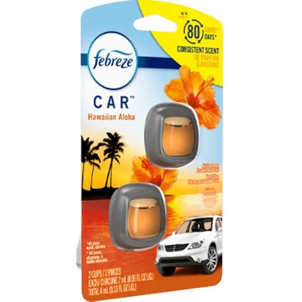 Febreze Car Hawaiian Aloha Air Freshener Clips - Clip - 2 mL - Hawaiian Aloha - 2 / Pack - Long Lasting