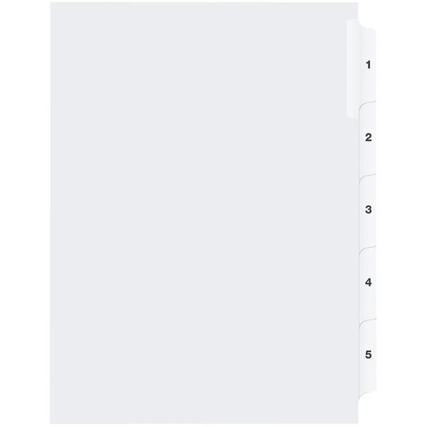Davis Group Index Divider - Printed Tab(s) - 1/25 - Digit - 1-5 - 8.50" (215.90 mm) Divider Width x 11" (279.40 mm) Divider Length - White Divider - 1 Each