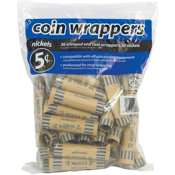 Merangue Paper Coin Wrapper, Nickel, 36 Pack - 36 Wrap(s) - 5¢ Denomination - 36Pack