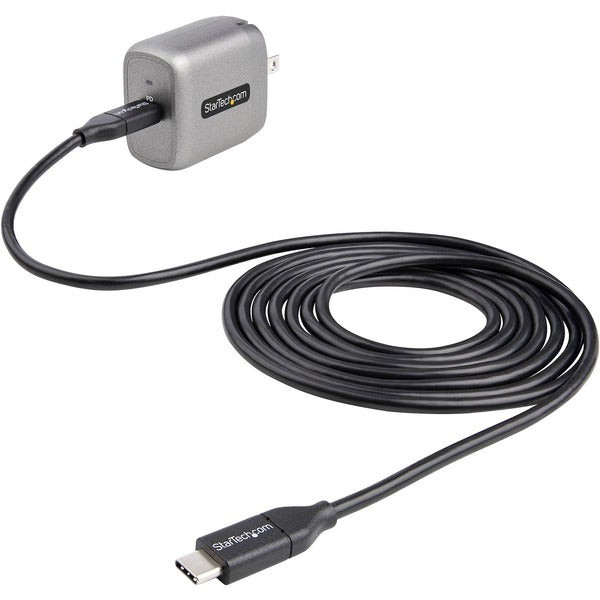 StarTech.com 30W USB-C Wall Charger, Portable GaN Charger w/ USB Power Delivery Fast Charging, USB-IF Certified, 6ft Cable, USB-C Charger - 30 Watt GaN PD Universal USB-C laptop AC wall charger with 6ft cable - Compact power cube - USB type C portable fas