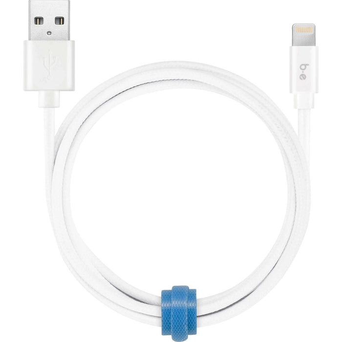 Blu Element Braided Charge/Sync Lightning to USB Cable 6ft White - 6 ft (1.83 m) Lightning/USB Data Transfer Cable for Car Charger, Wall Charger, USB Device, iPhone, iPad, iPod - First End: 1 x Lightning - Male - Second End: 1 x USB 2.0 Type A - Male - Wh