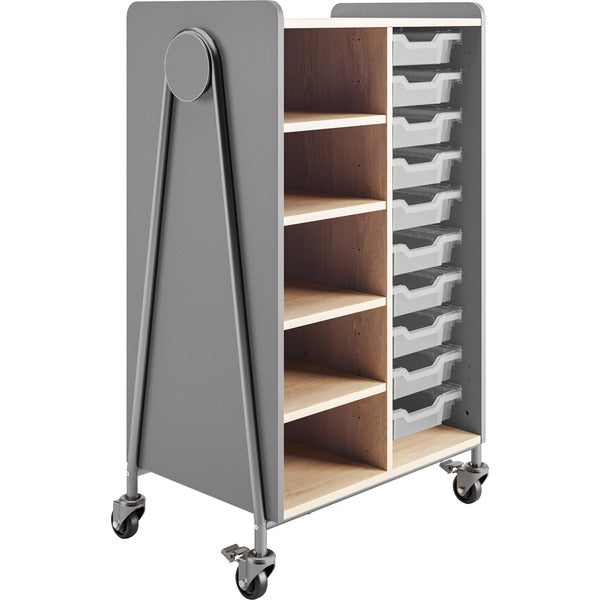 Safco Whiffle Typical 2 Double 48" - 4 Shelf - 4 Casters - Laminate, High Pressure Laminate (HPL), Particleboard, Polyvinyl Chloride (PVC) - 48" (1219.20 mm) Height - Gray