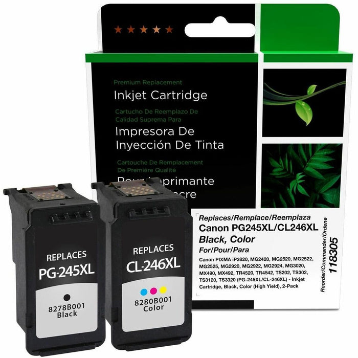 CIG Remanufactured High Yield Inkjet Ink Cartridge - Box PG-245XL, CL-246XL (Canon 8278B001, Canon 8280B001) - Black, Tri-color - 2 / Pack